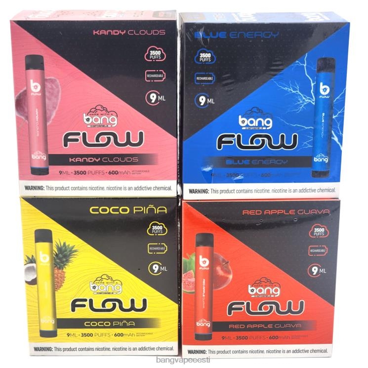 Bang Vape Flow 3500 pahvi (10 tk) ühekordselt kasutatavad 60J8J37 Vape Gang Flavors