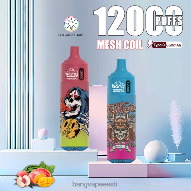 Bang Vape Tornado 12000 pahvi koos led ja võrguga mähisega ühekordselt kasutatavad 60J8J4 Vape Gang Shop