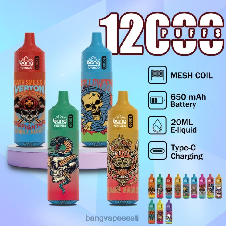 Bang Vape Tornado 12000 pahvi koos led ja võrguga mähisega ühekordselt kasutatavad 60J8J4 Vape Gang Shop