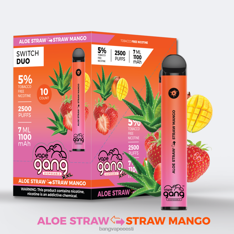 Vape Gang Switch Duo 2 maitset (karbis 10 tk) aloe maasikas - maasika mango 60J8J38 Bang Disposable Vape Flavors