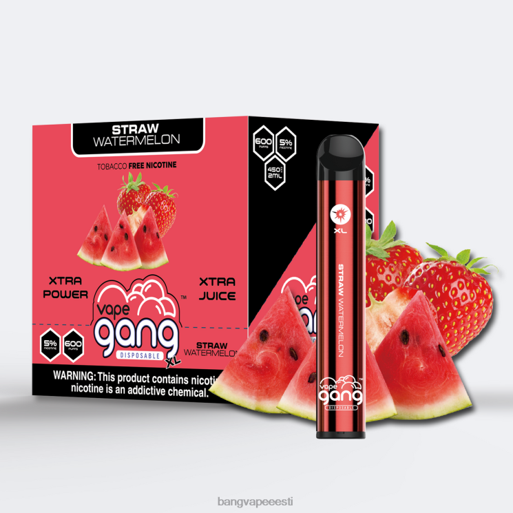 Vape Gang XL ühekordselt kasutatavad vapid 600 pahvi (karbis 10 tk) õled arbuus 60J8J74 Bang Vape Tallinn