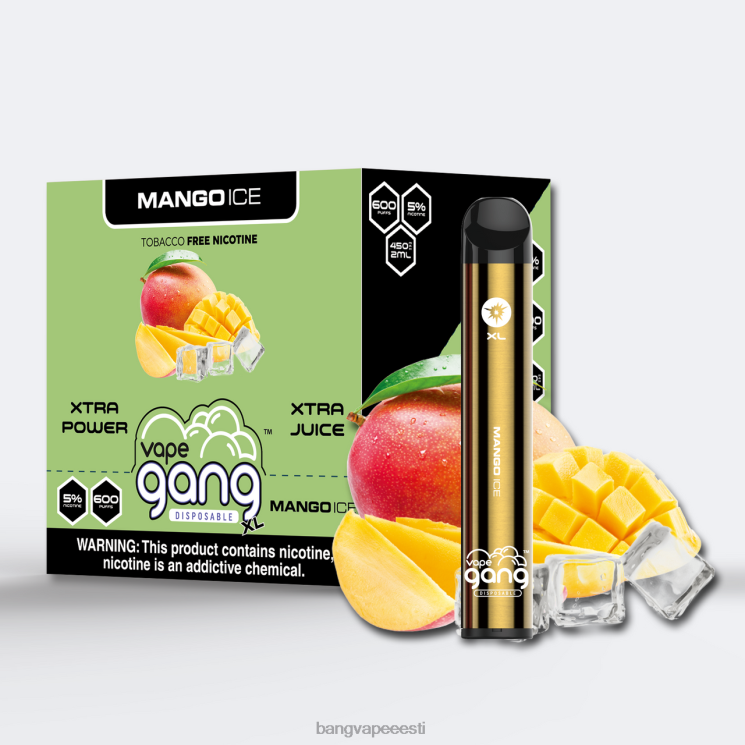 Vape Gang XL ühekordselt kasutatavad vapid 600 pahvi (karbis 10 tk) mango jää 60J8J68 Vape Gang Vape